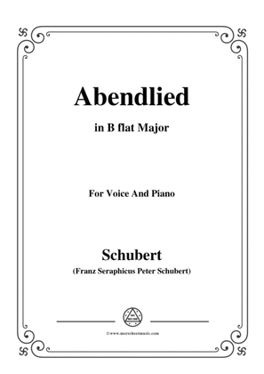 Book cover for Schubert-Abendlied,in B flat Major,for Voice&Piano