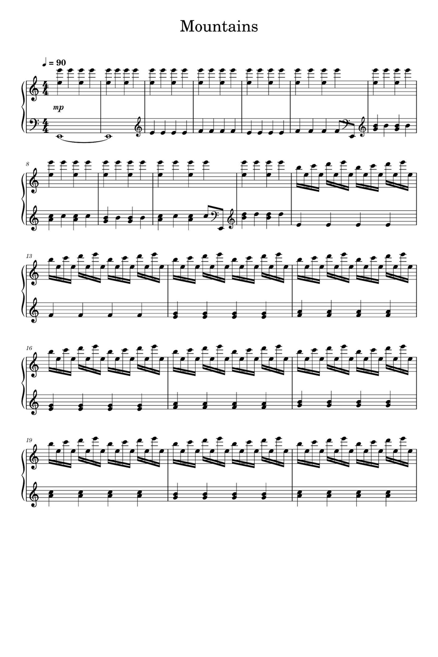 Mountains Piano Solo scores gallery preview page 1