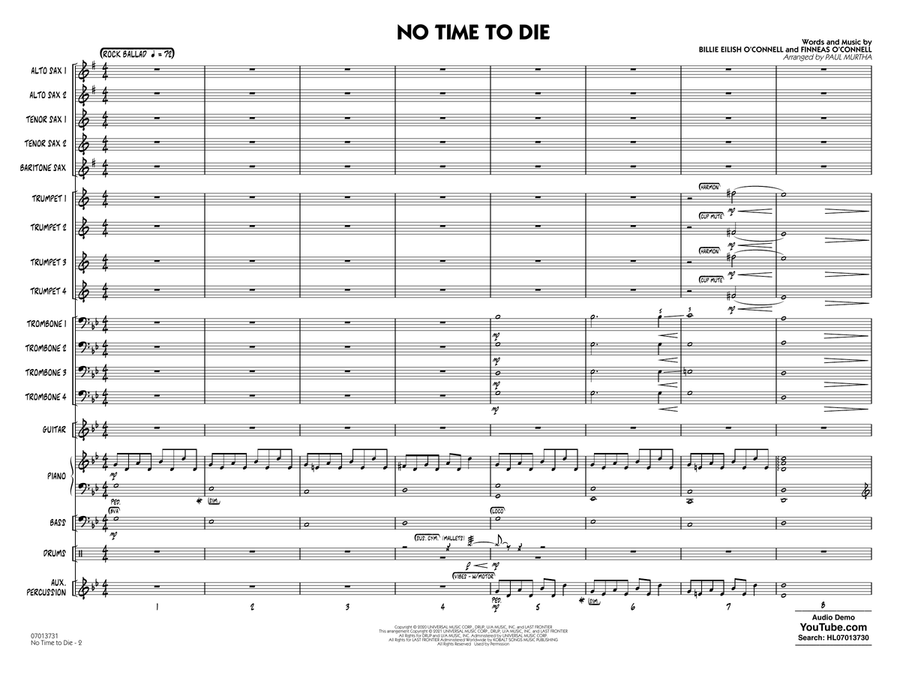 No Time to Die (from No Time To Die) (arr. Paul Murtha) - Conductor Score (Full Score) Jazz Ensemble scores gallery preview page 2