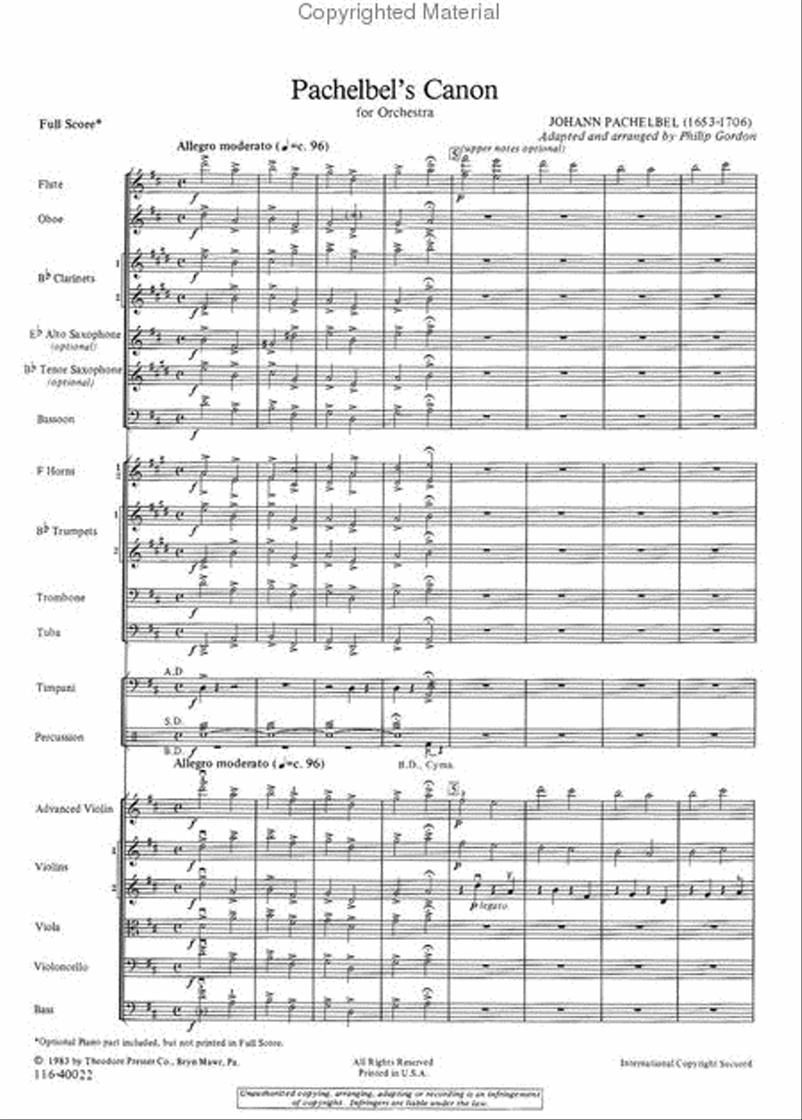 Pachelbel's Canon Orchestra scores gallery preview page 2
