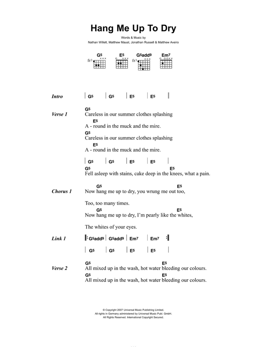 Hang Me Up To Dry Easy Guitar scores gallery preview page 1