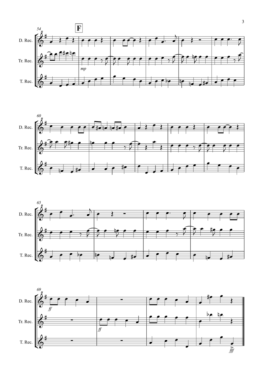 Jingle Bells (jazzy style!) for Recorder Trio Recorder scores gallery preview page 3