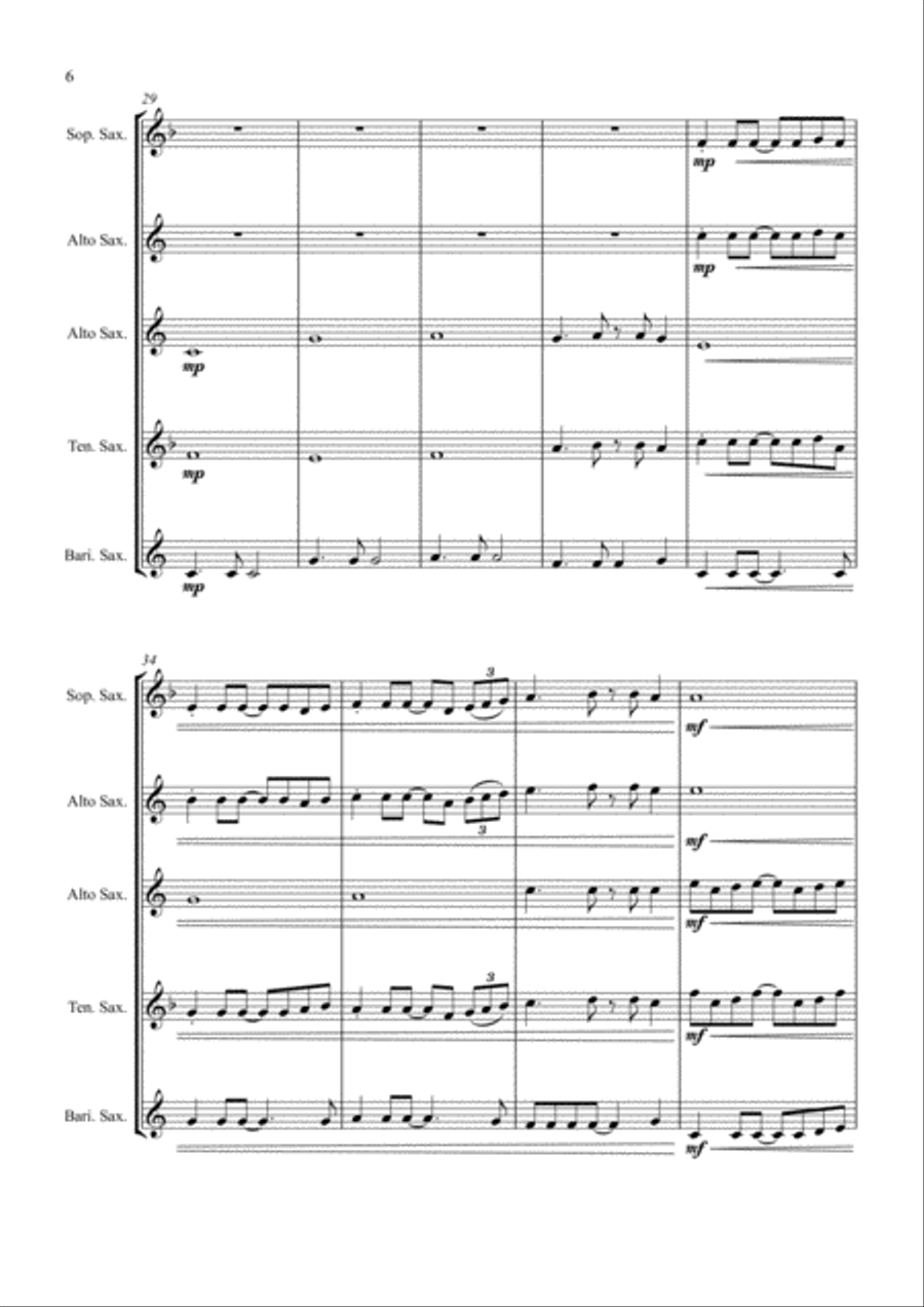 Take On Me Take On Me Saxophone Quartet scores gallery preview page 6