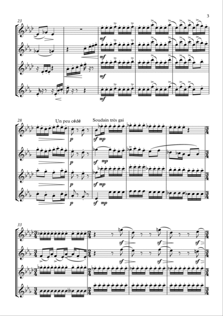 Histoires: Le petit âne blanc (The little white donkey) by Jacques Ibert - for saxophone quartet (S Saxophone Quartet scores gallery preview page 3