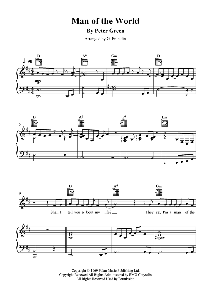 Man Of The World Piano, Vocal scores gallery preview page 1
