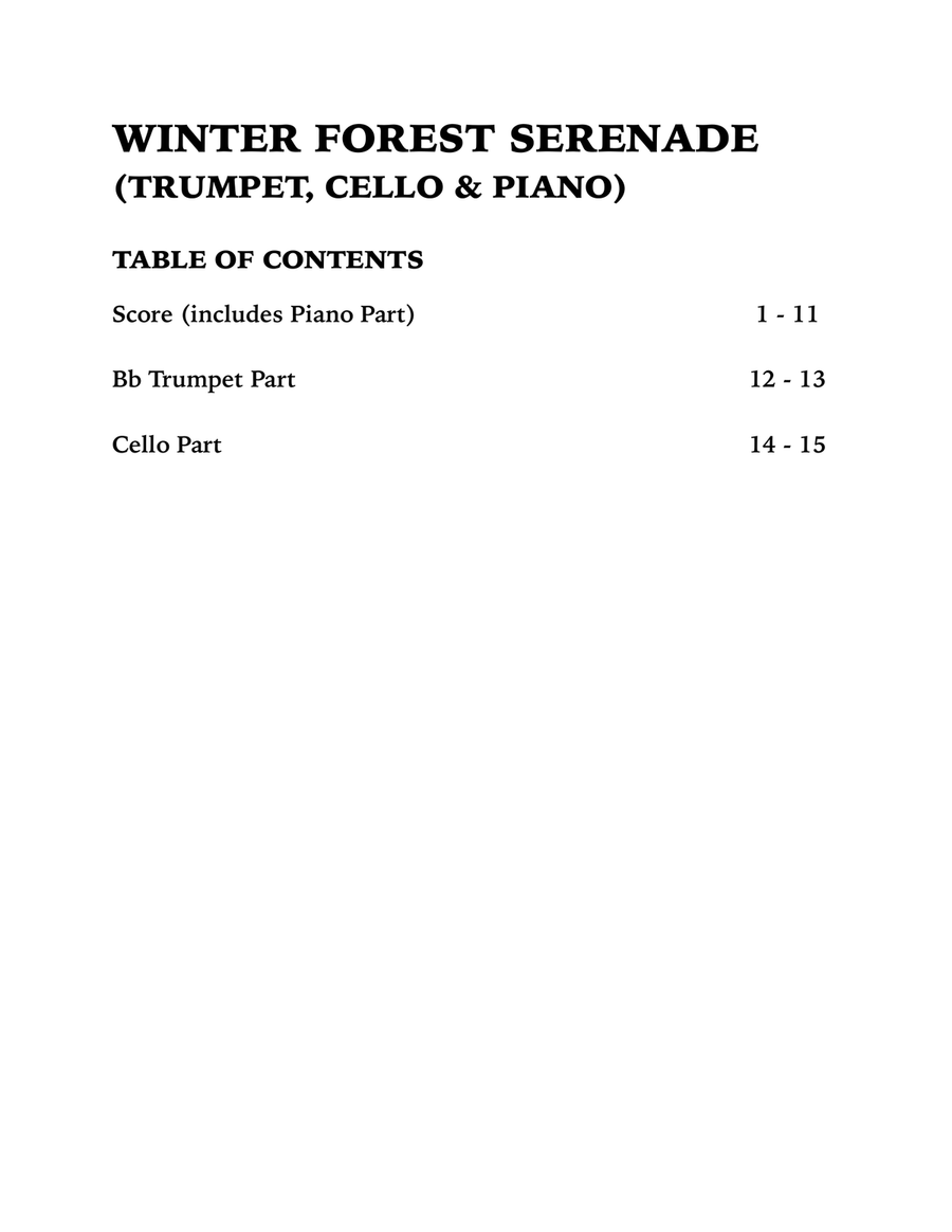 Winter Forest Serenade (Trio for Trumpet, Cello and Piano) Winter Forest Serenade (Trio for Trumpet, Cello and Piano) Trumpet Trio scores gallery preview page 4