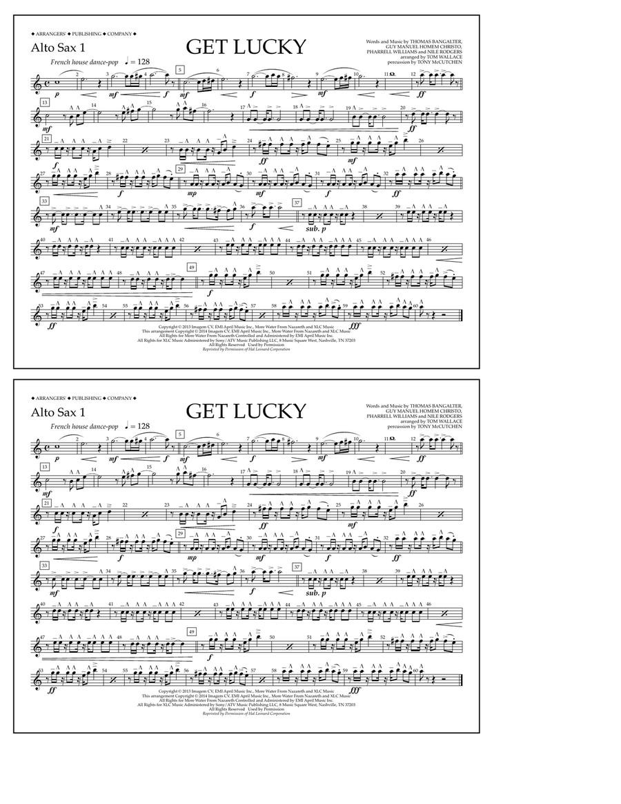 Get Lucky - Alto Sax 1