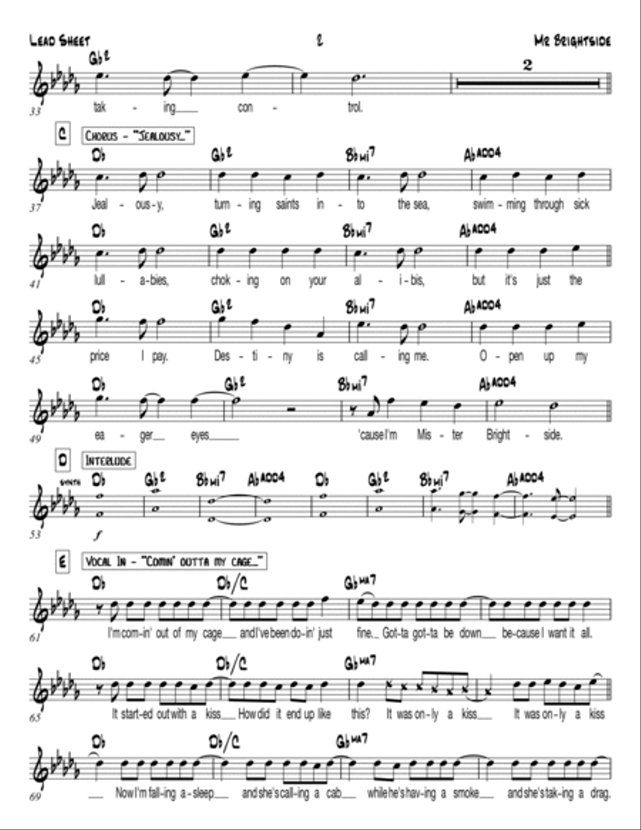 Mr. Brightside Easy Piano scores gallery preview page 2