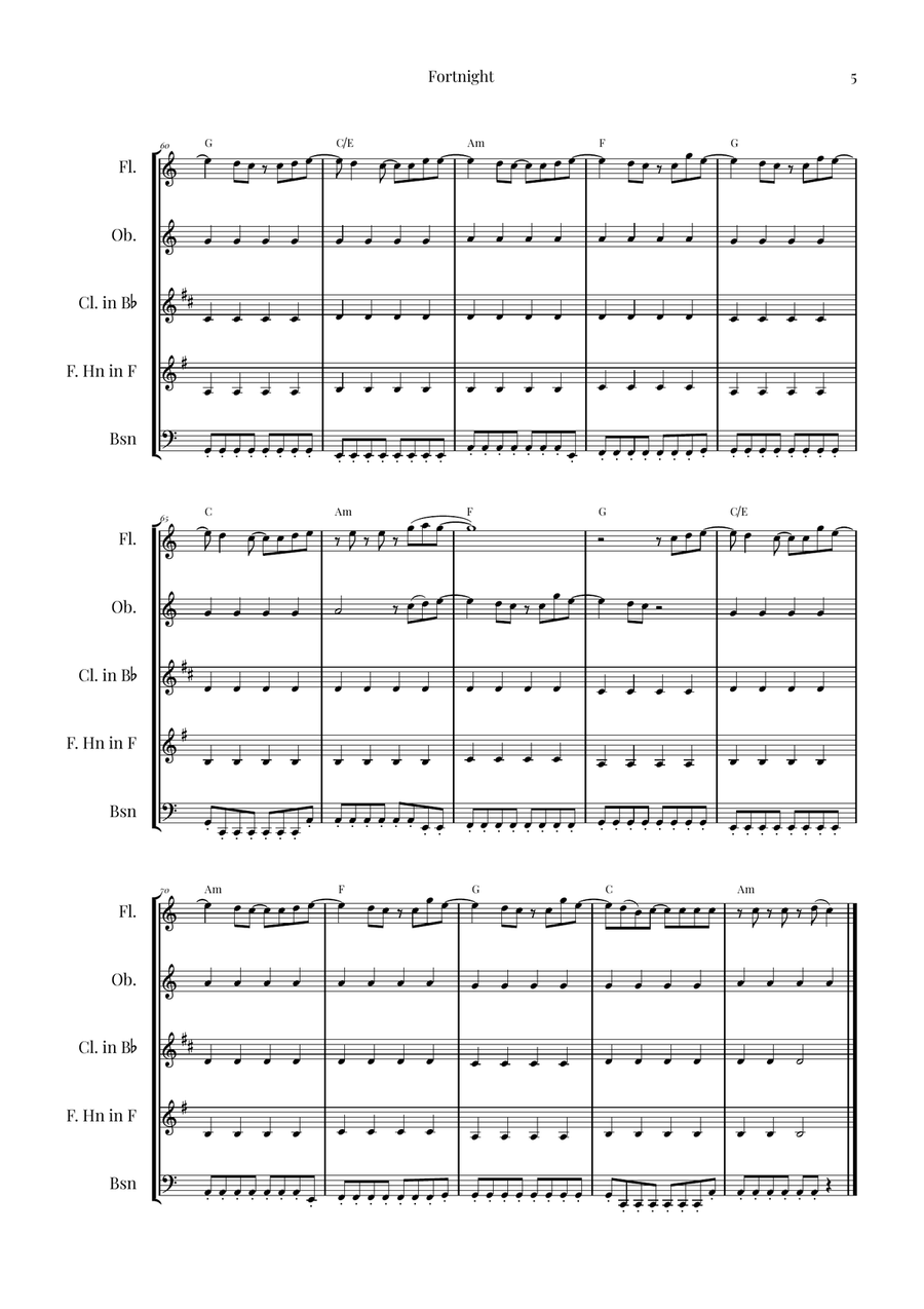 Fortnight Woodwind Quintet scores gallery preview page 5