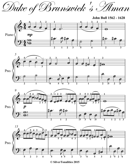 Duke of Brunswick's Alman Easy Piano Sheet Music