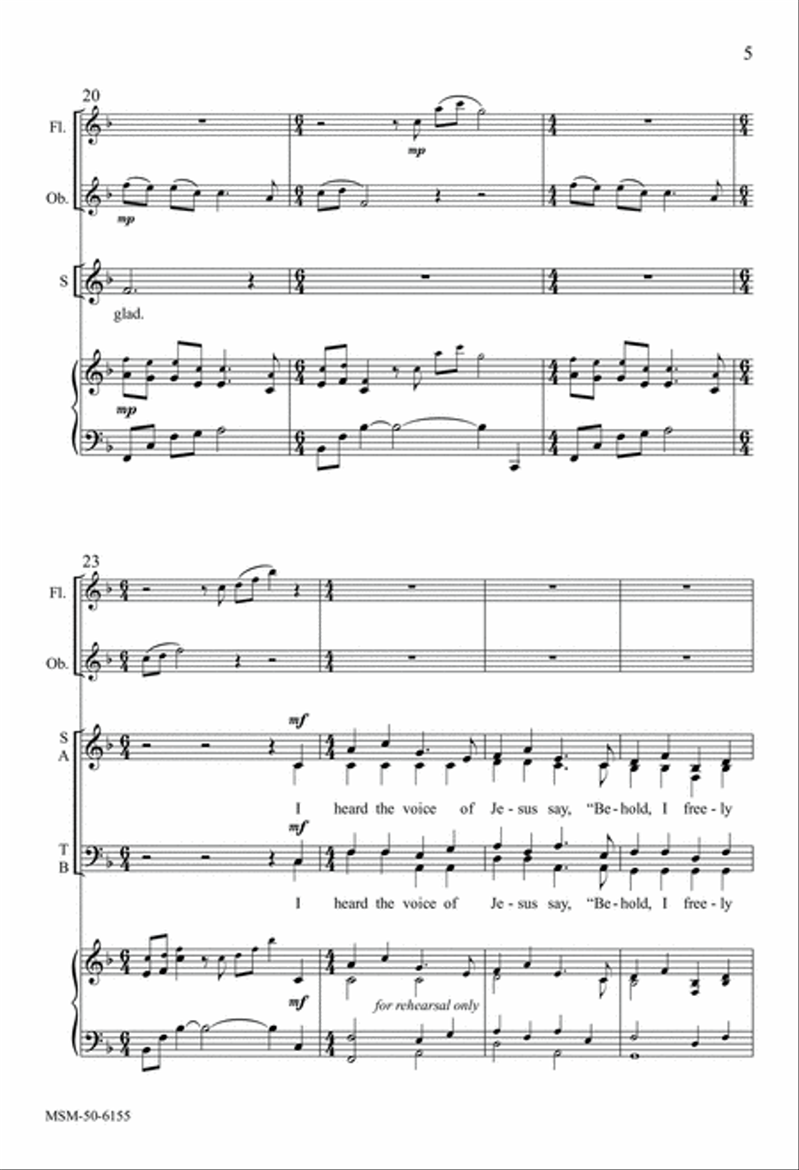 I Heard the Voice of Jesus Say 4-Part scores gallery preview page 5