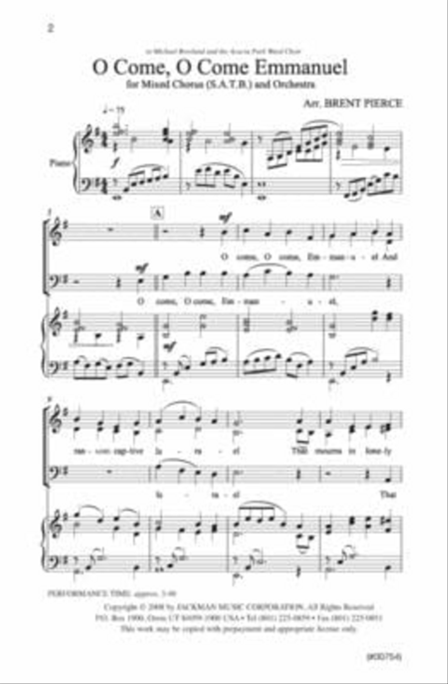 O Come O Come Emmanuel - SATB - Pierce 4-Part scores gallery preview page 2