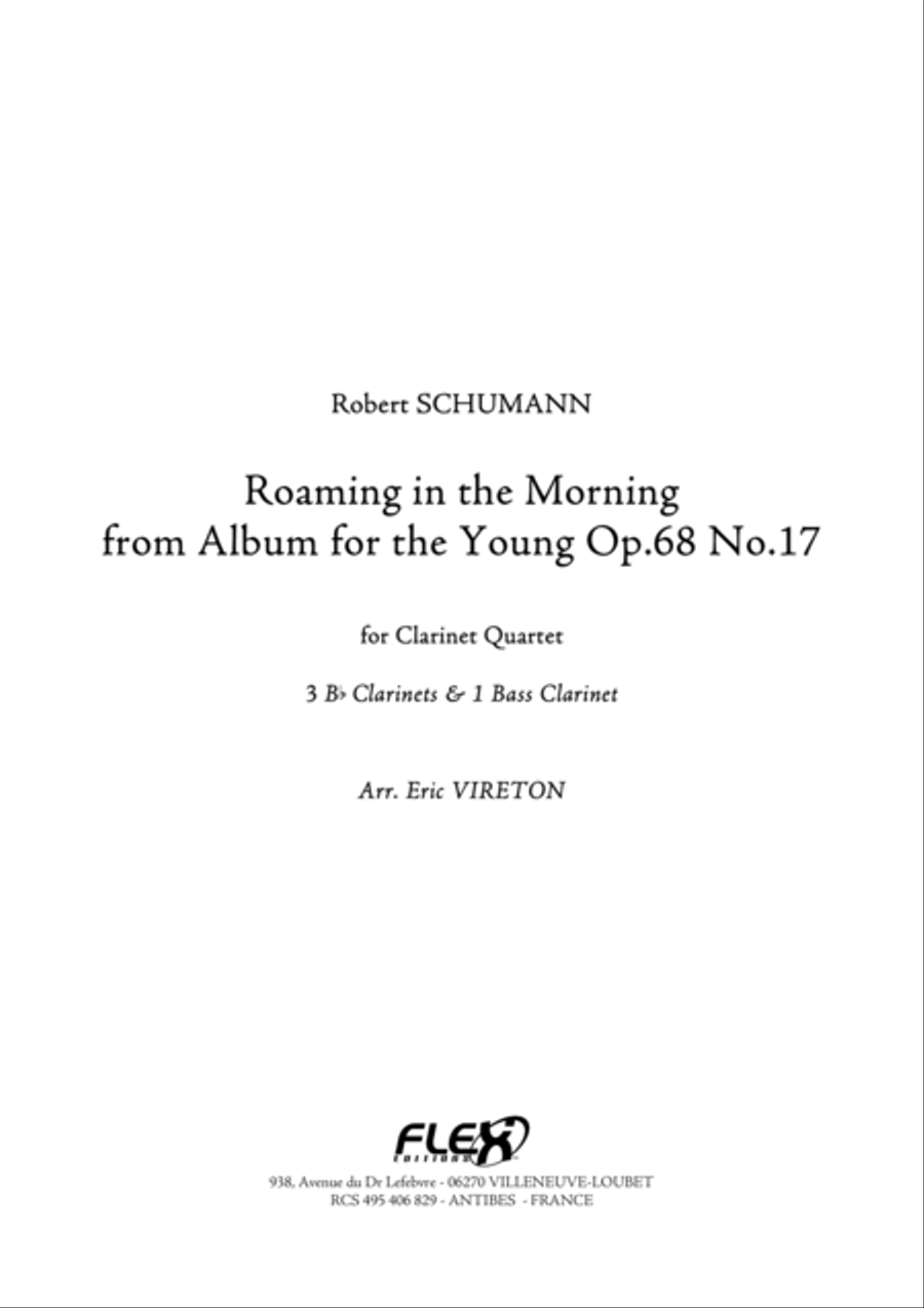 Roaming In The Morning from Album for the Young Opus 68 No. 17 Clarinet Quartet scores gallery preview page 1