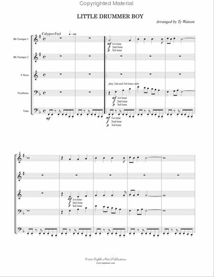 Little Drummer Boy Brass Ensemble scores gallery preview page 2