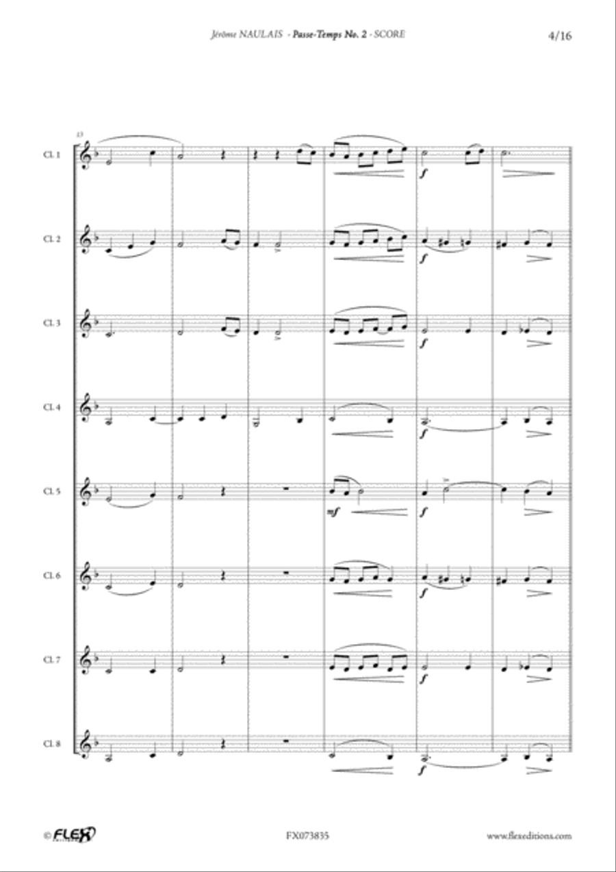 Passe-Temps No. 2 Clarinet Quartet scores gallery preview page 4