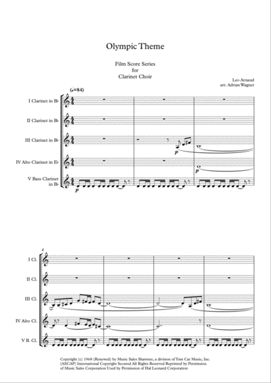 Bugler's Dream (Olympic Fanfare) Clarinet Choir scores gallery preview page 3