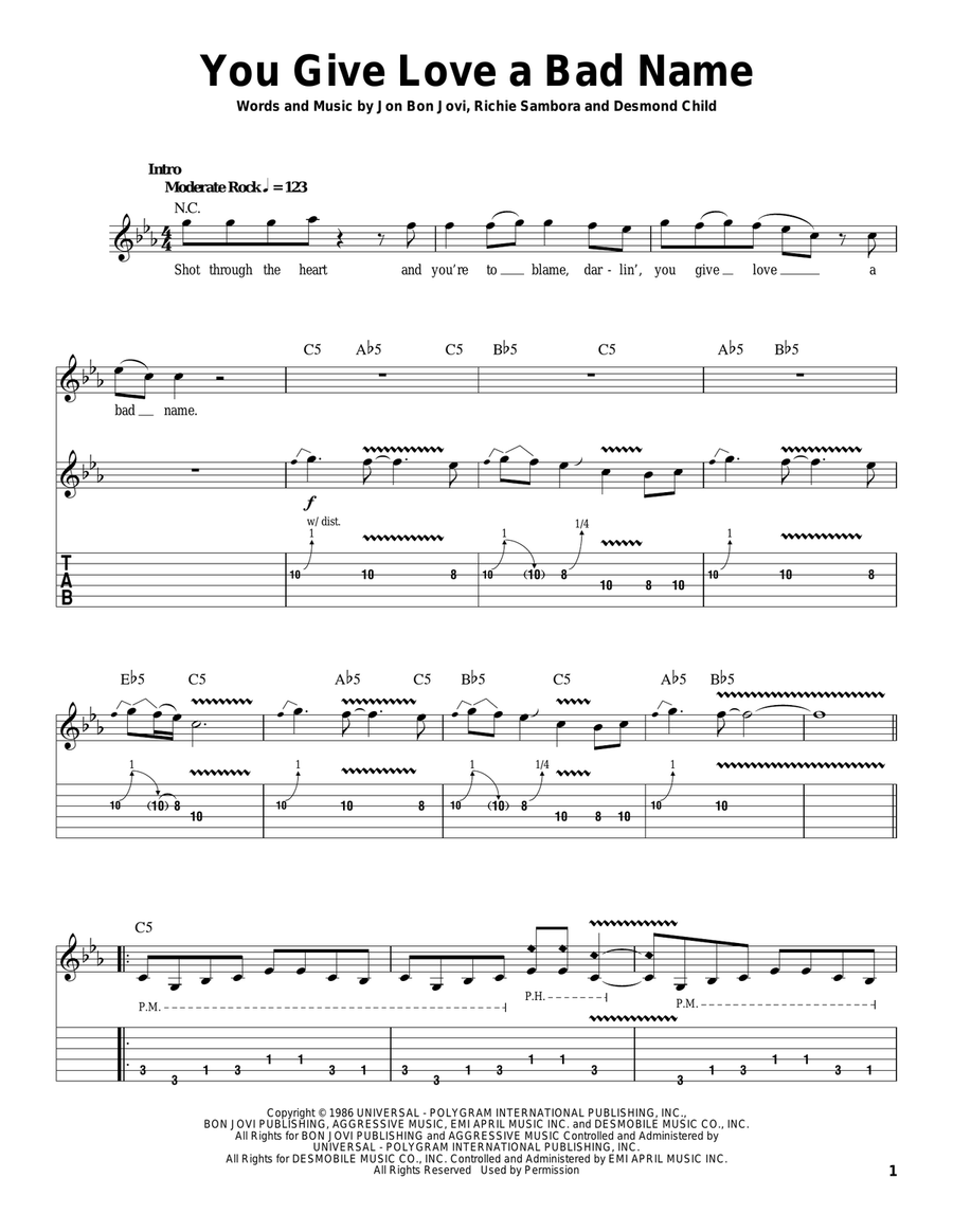You Give Love A Bad Name Acoustic Guitar scores gallery preview page 1