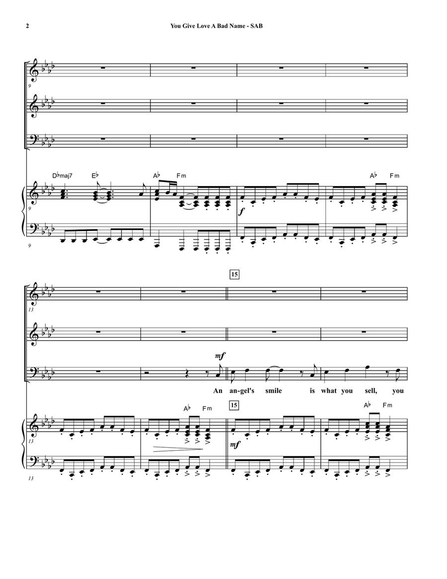You Give Love A Bad Name 3-Part scores gallery preview page 2