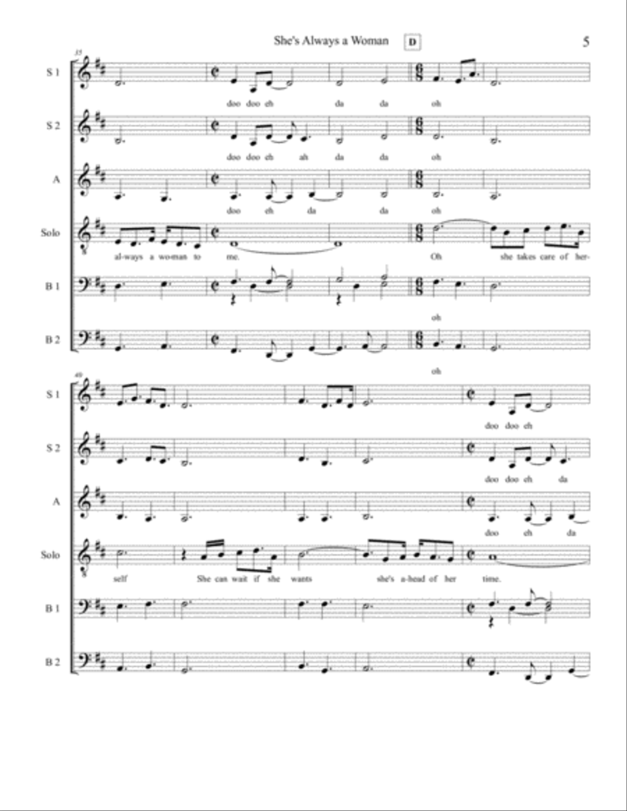 She's Always A Woman 4-Part scores gallery preview page 5