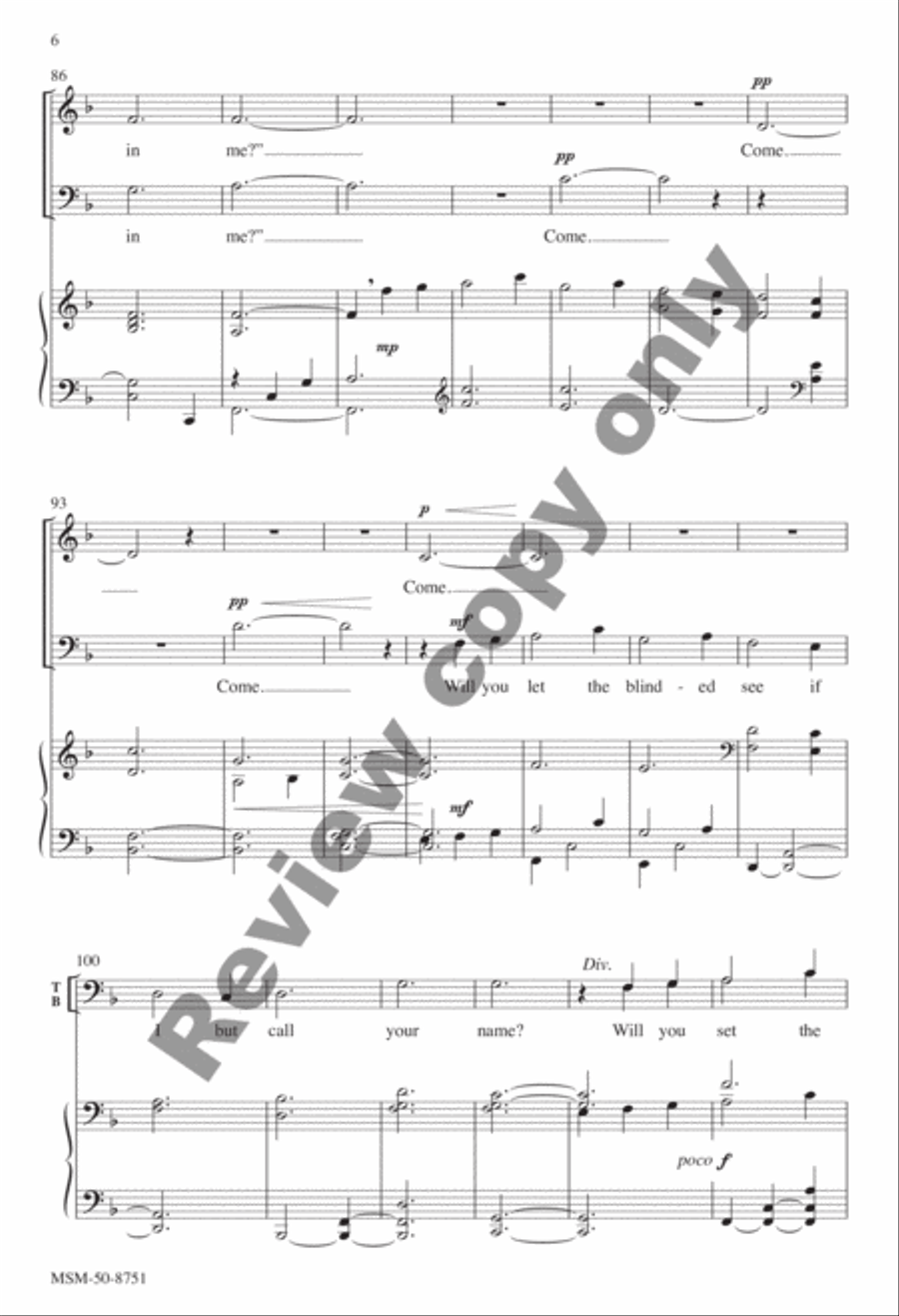 Will You Come and Follow Me 4-Part scores gallery preview page 6