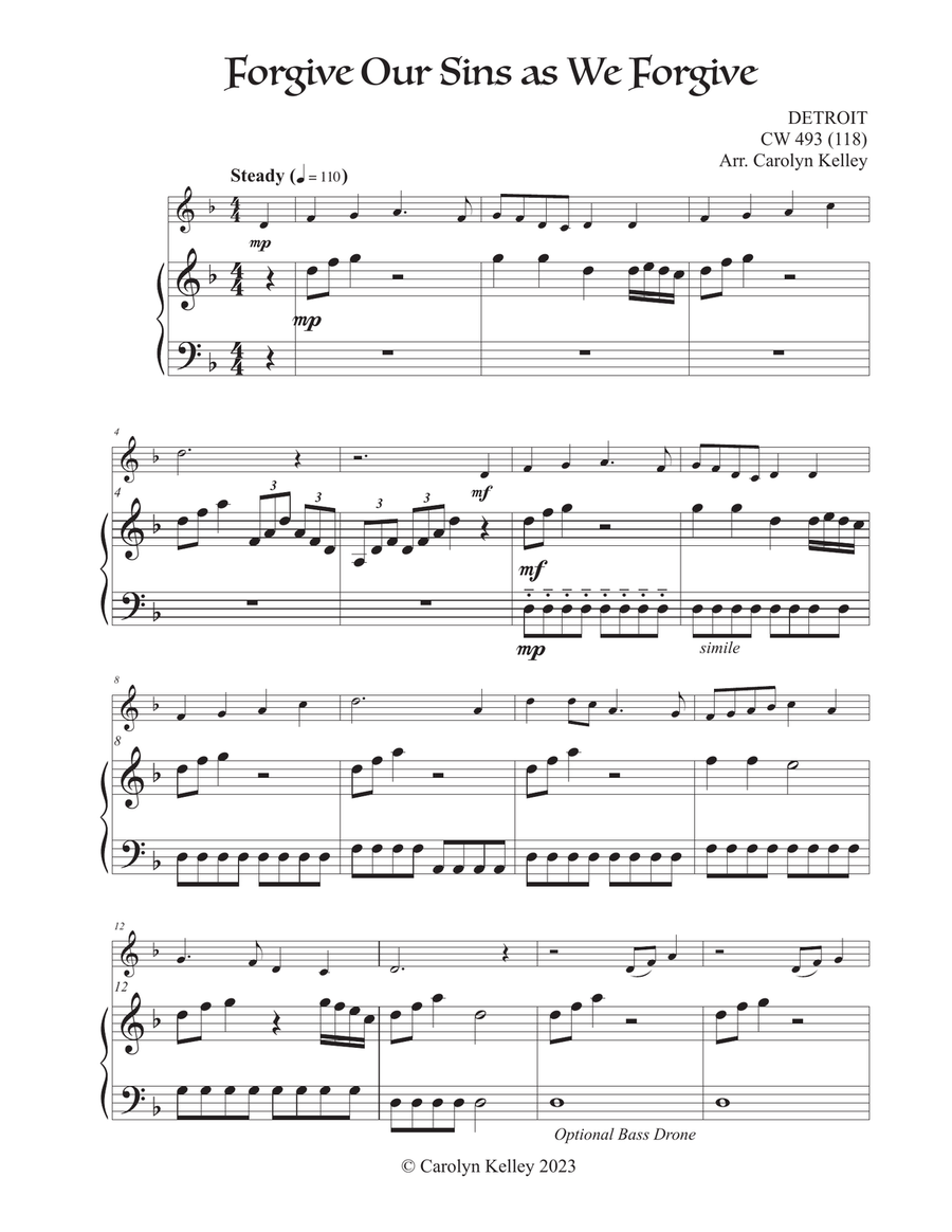 Forgive Our Sins as We Forgive (Hymn Tune: DETROIT) Flute Solo scores gallery preview page 1