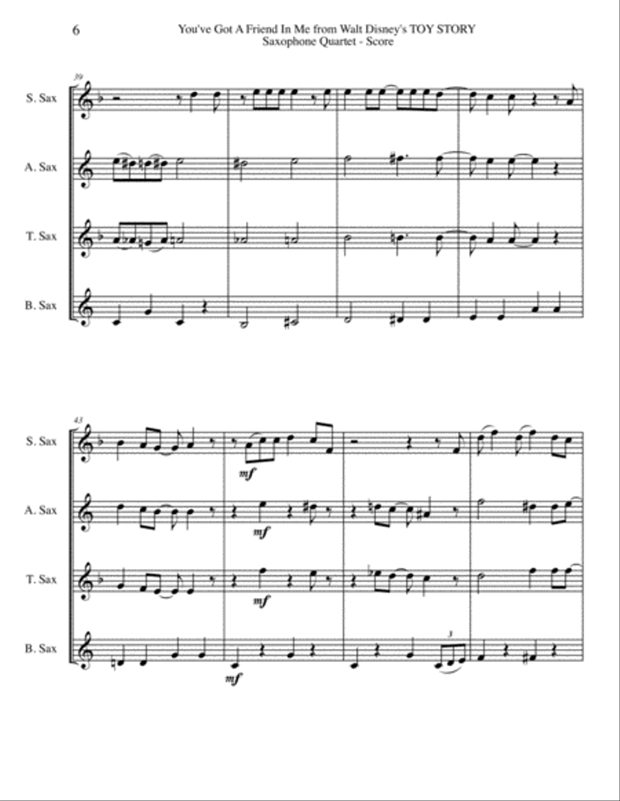 You've Got A Friend In Me Woodwind Quartet scores gallery preview page 6