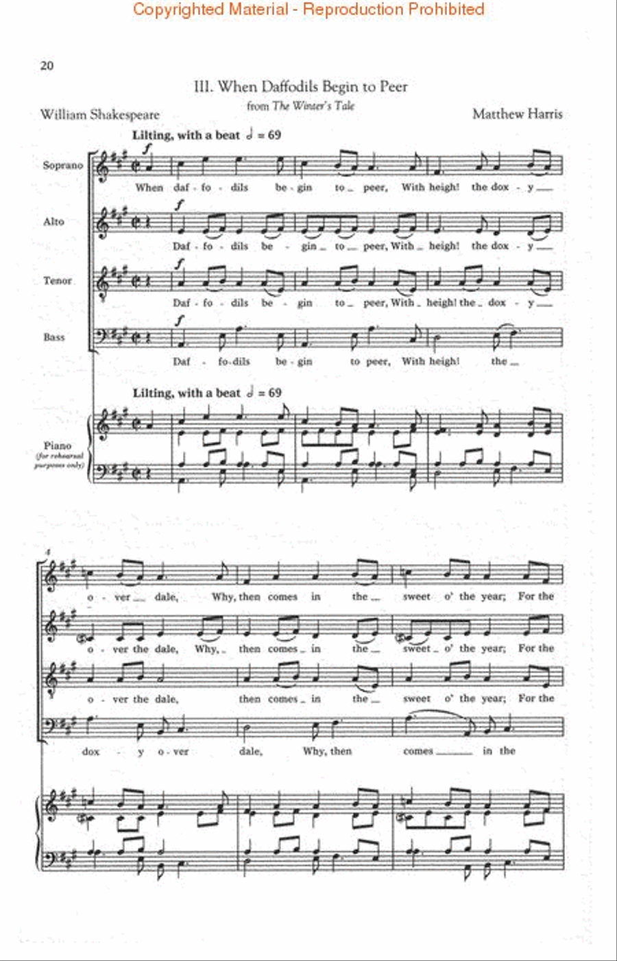 Shakespeare Songs, Book IV 4-Part scores gallery preview page 3