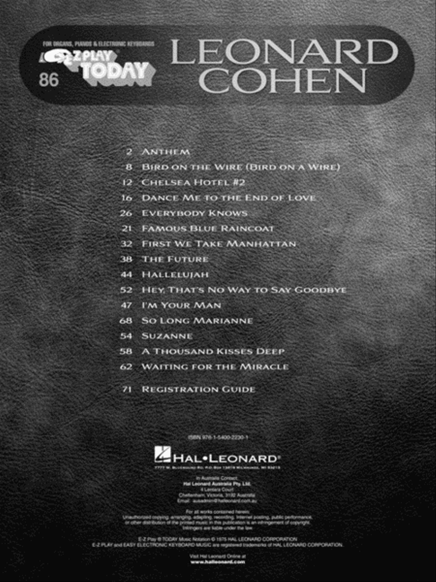 Leonard Cohen Electronic Keyboard scores gallery preview page 2