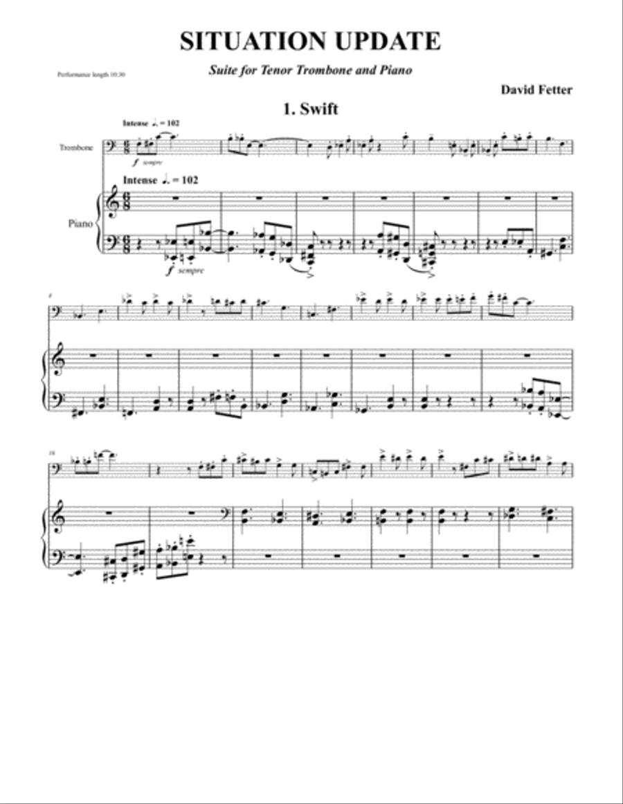 Situation Update, Suite for Trombone and Piano Piano Accompaniment scores gallery preview page 7