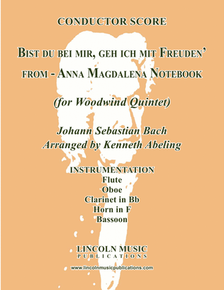 Book cover for Bist du bei mir, geh ich mit Freuden' (for Woodwind Quintet)