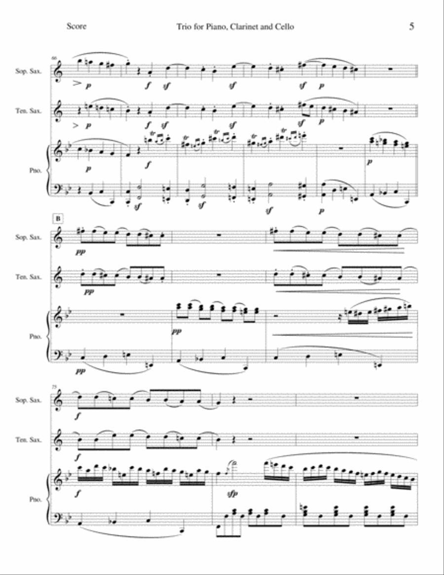 Trio for Piano, Clarinet and Cello Clarinet scores gallery preview page 5