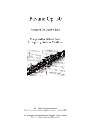 Pavane Op. 50 arranged for Clarinet Duet