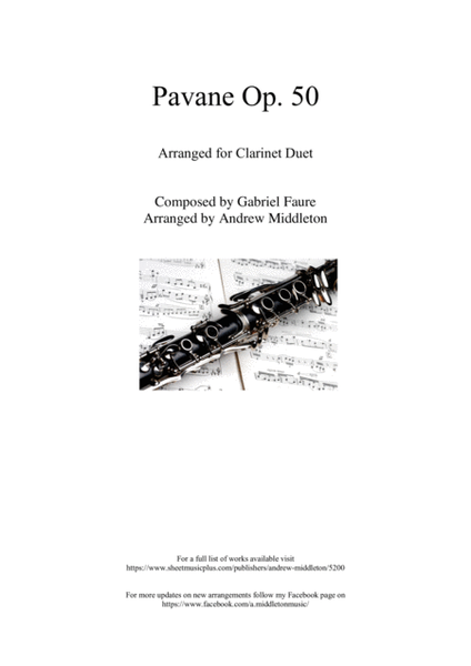 Pavane Op. 50 arranged for Clarinet Duet image number null
