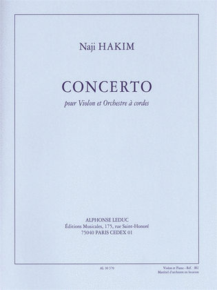 Concerto Pour Violon Et Orchestre A Cordes (35') Reduction Pour Violon Et Piano