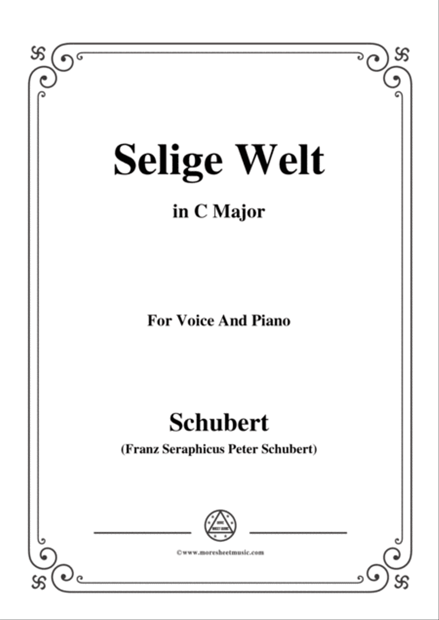 Schubert-Selige Welt(Blessed World),Op.23 No.2,in C Major,for Voice&Piano Voice scores gallery preview page 1