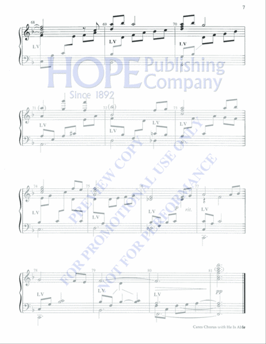 Cares Chorus with He Is Able 5-Octaves scores gallery preview page 7