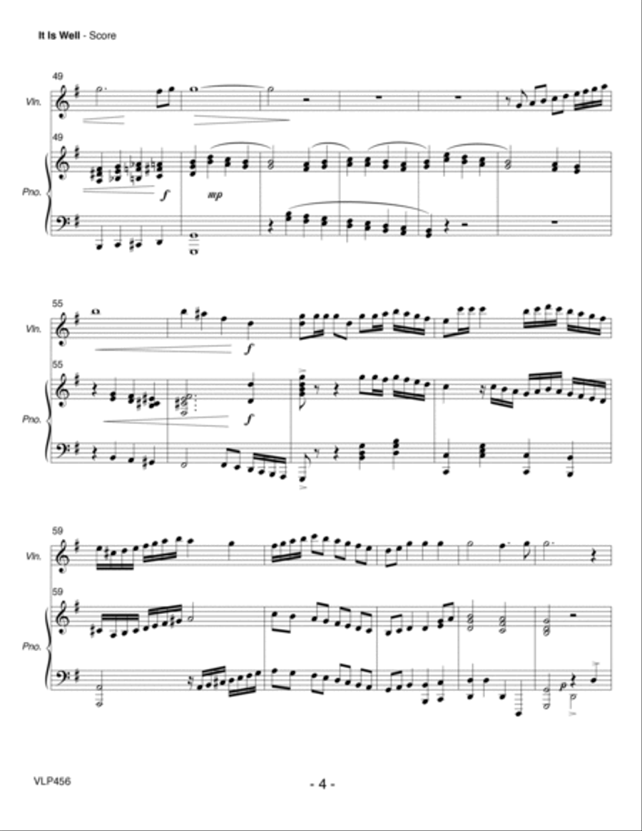IT IS WELL WITH MY SOUL - Violin Solo with Piano Accompaniment (Grade 3+) Violin Solo scores gallery preview page 4