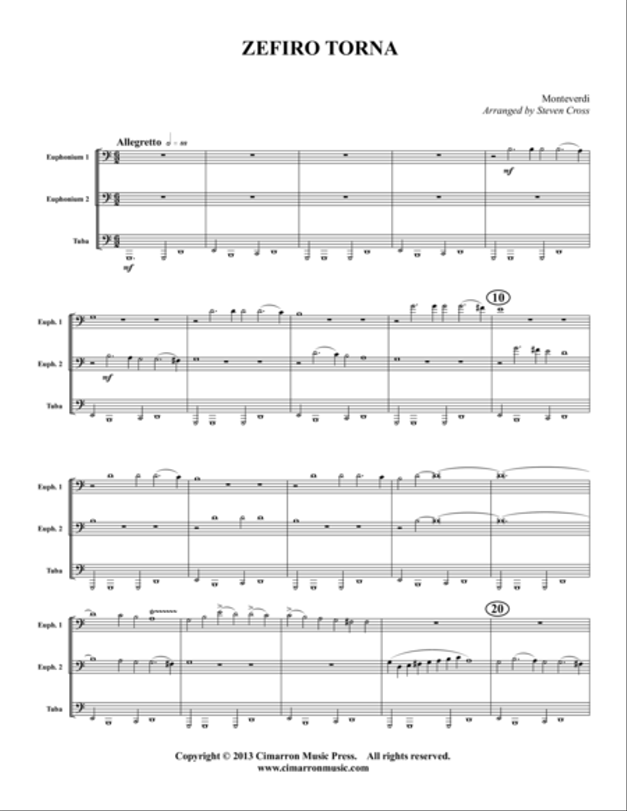 Zefiro Torna Zefiro Torna Brass Trio scores gallery preview page 1
