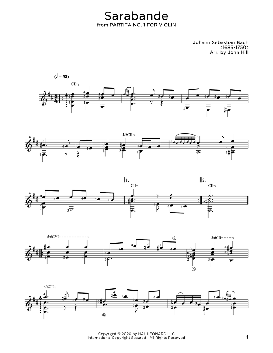 Sarabande Sarabande Acoustic Guitar scores gallery preview page 1