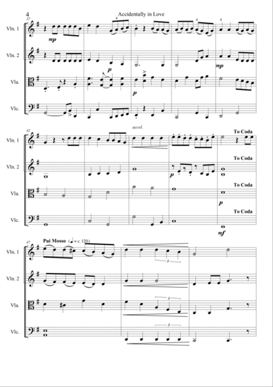 Accidentally In Love String Quartet scores gallery preview page 5