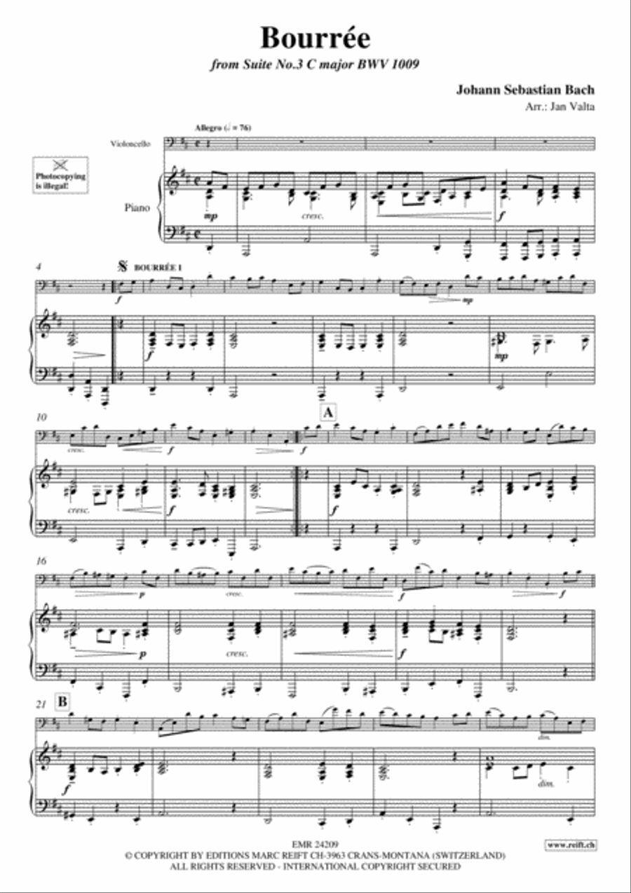 Bourree Piano Accompaniment scores gallery preview page 3