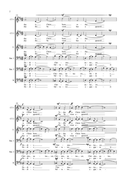 Hodie Christus natus est (for unaccompanied 6-part male choir - Ct, Ct, T, Bar, Bar, B) image number null