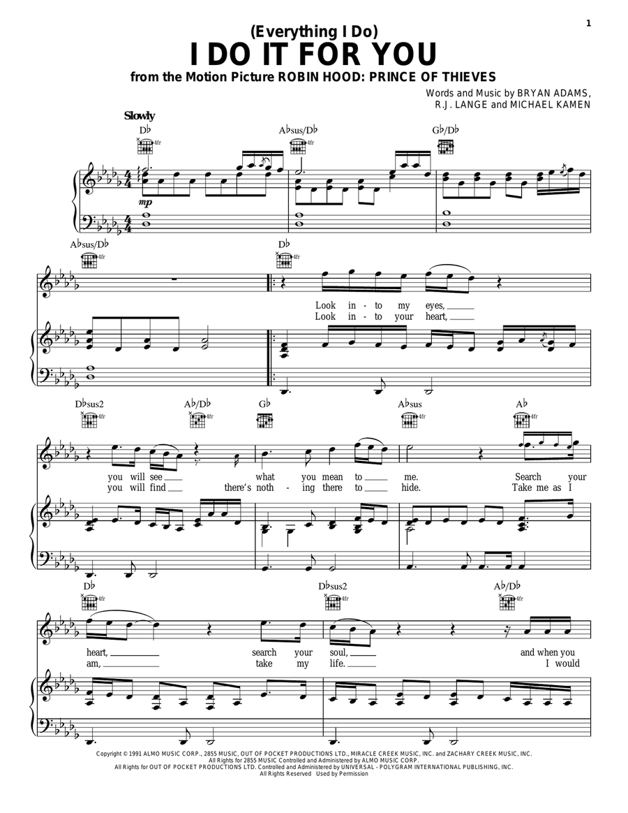 (Everything I Do) I Do It For You Acoustic Guitar scores gallery preview page 1