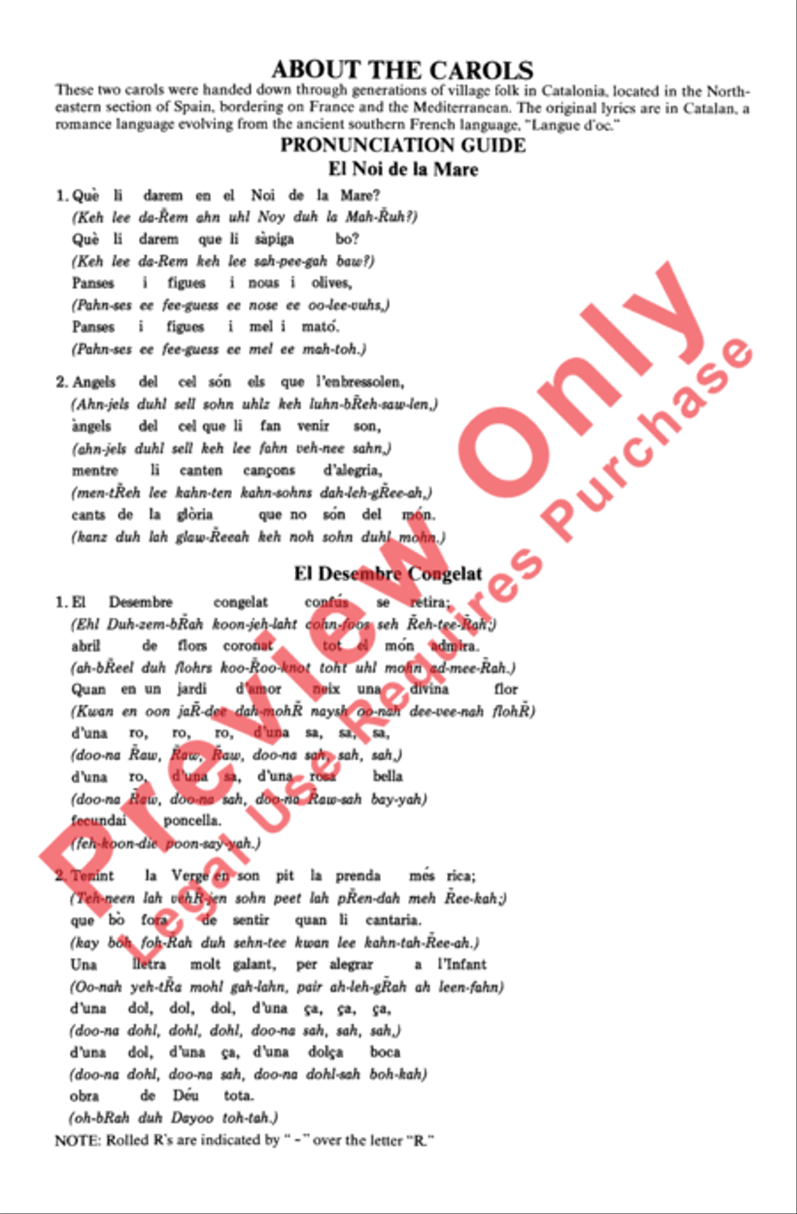 Two Catalan Carols 2-Part scores gallery preview page 2