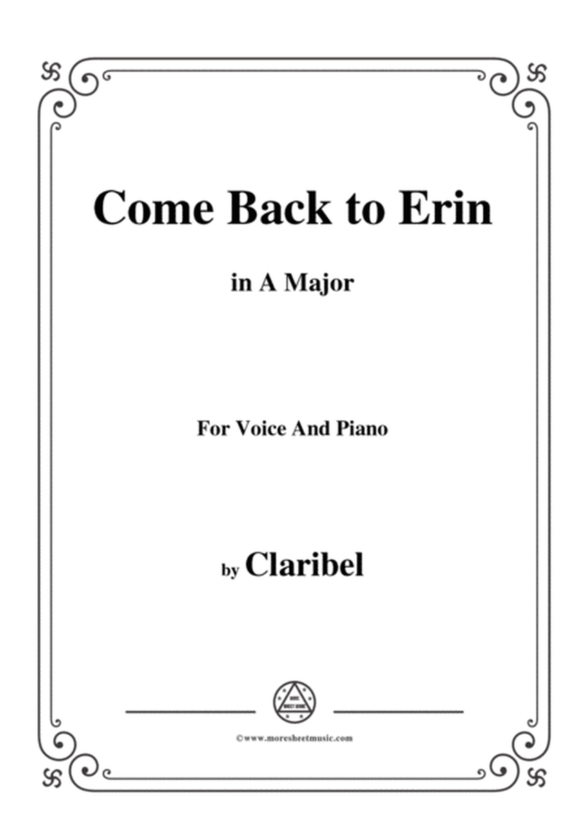Claribel-Come Back to Erin,in A Major,for Voice and Piano image number null