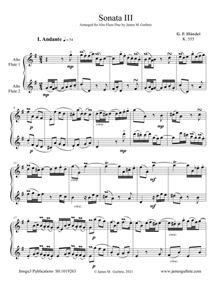 Book cover for Handel: Sonata No. 3 for Alto Flute Duo