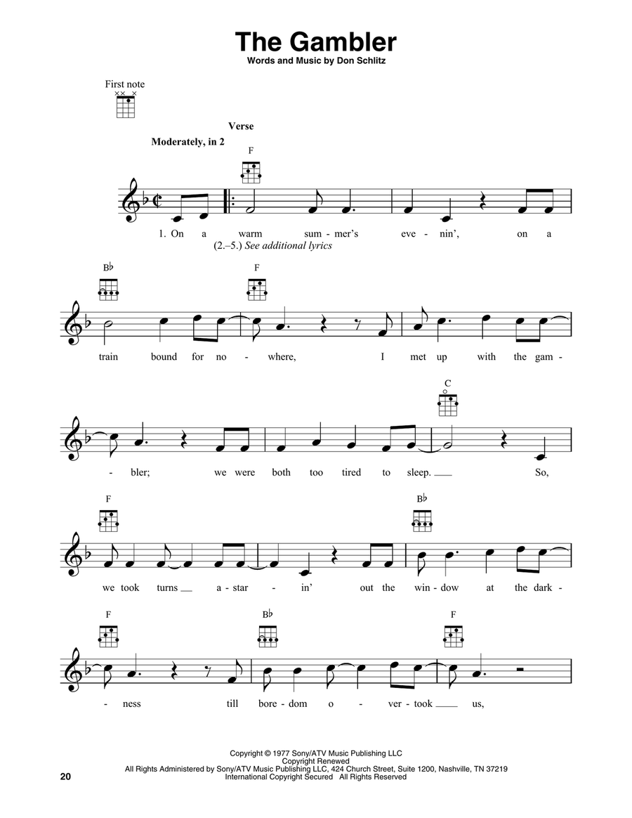 The Gambler Banjo scores gallery preview page 1
