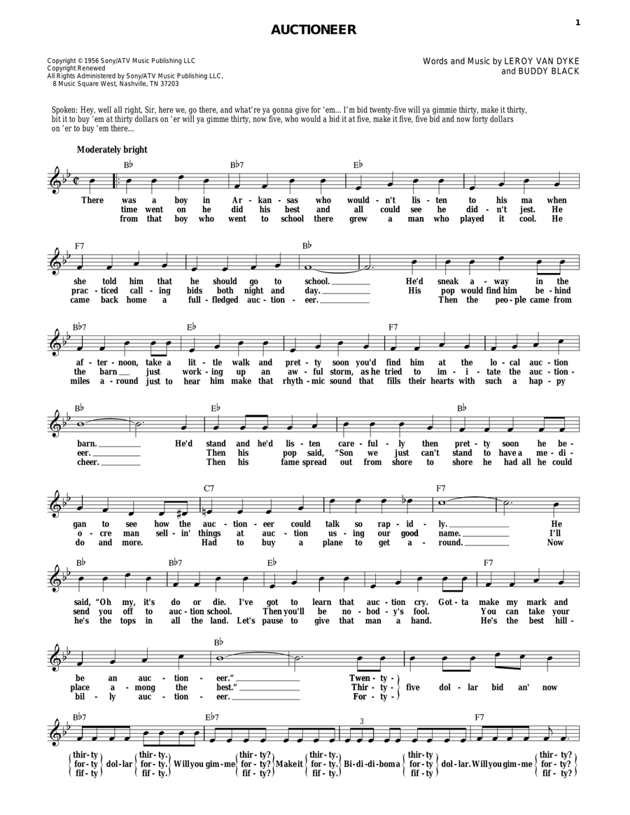 Auctioneer Auctioneer Piano scores gallery preview page 1