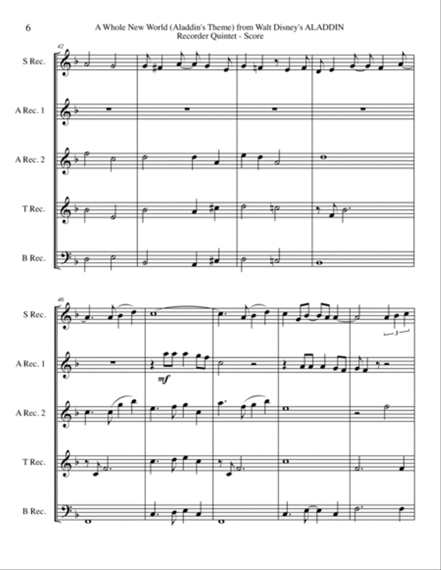 A Whole New World (from 'Aladdin') Small Ensemble scores gallery preview page 6