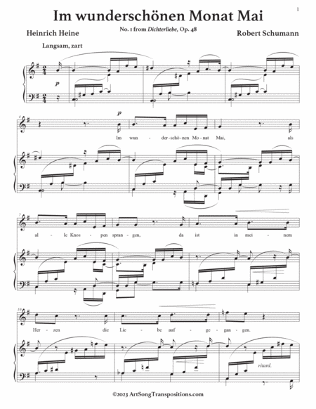 SCHUMANN: Im wunderschönen Monat Mai, Op. 48 no. 1 (transposed to G major)